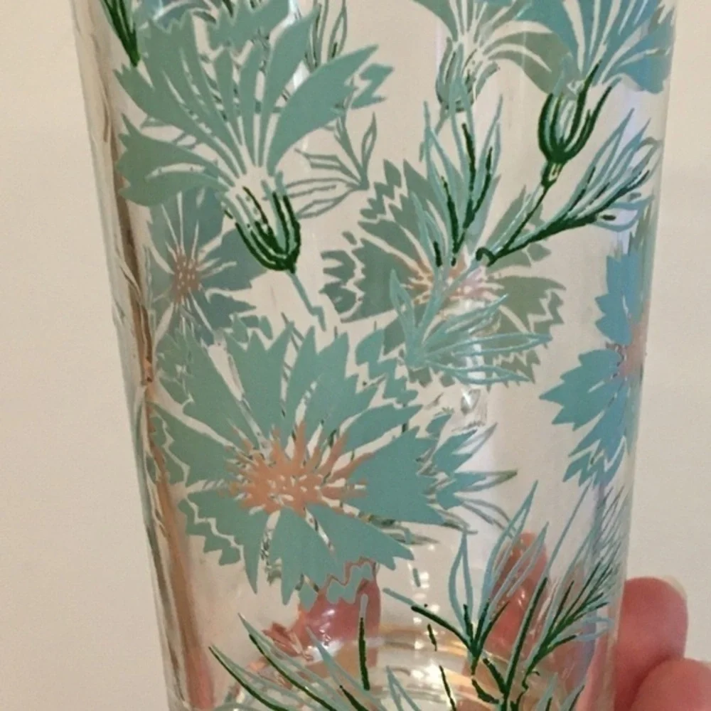 Vintage Swanky Swig Blue Cornflower Floral Tumbler
